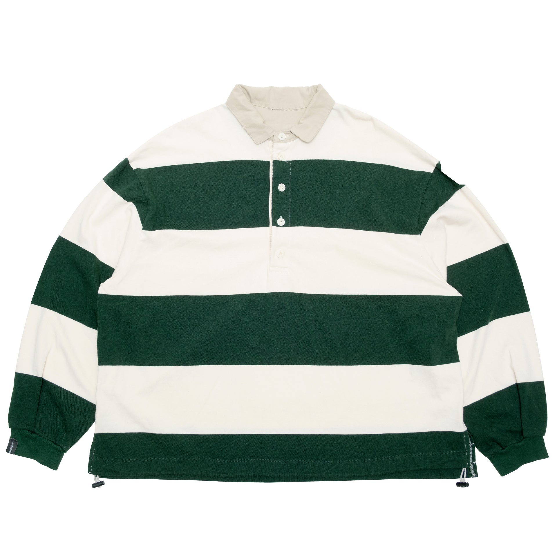 stripe long sleeve polo in forest cream