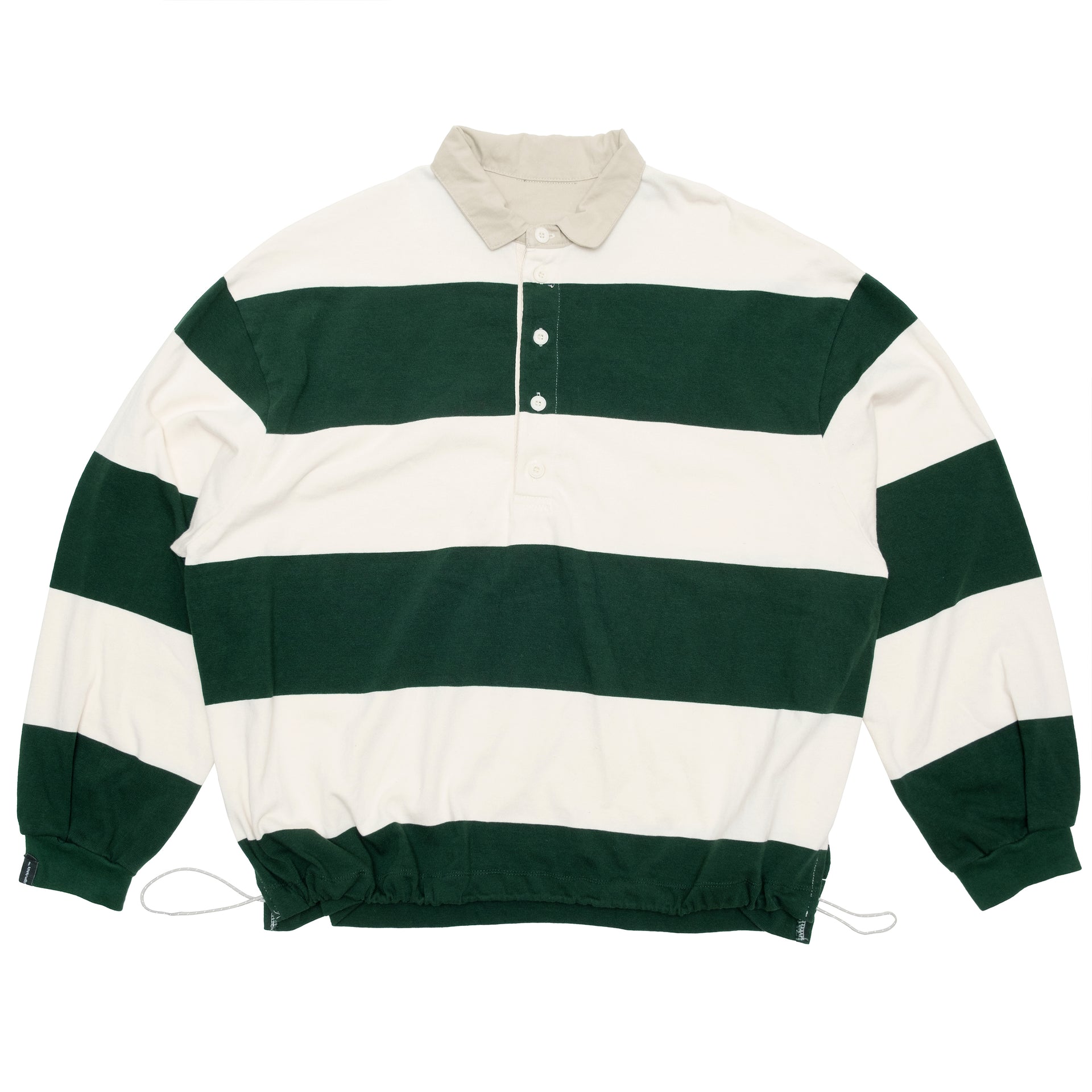 stripe long sleeve polo in forest cream