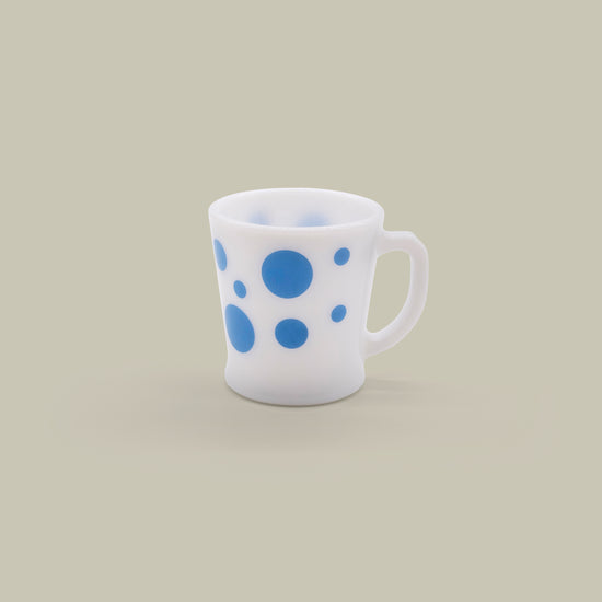 Fire-King Japan - D Handle Mug Polka Dot Blue