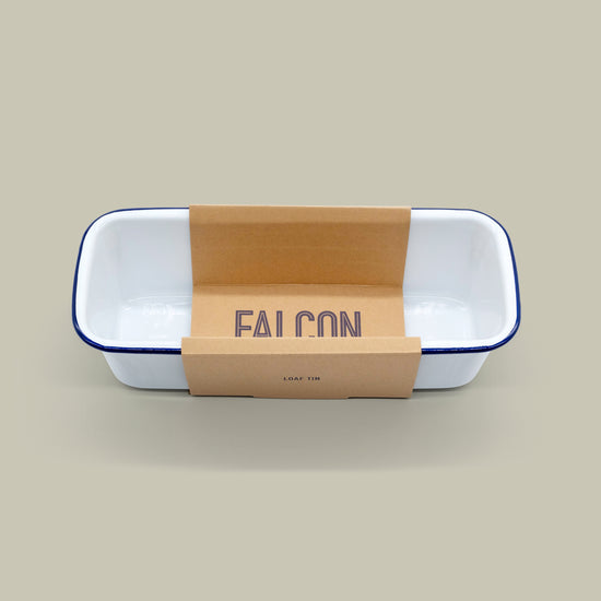 falcon Square Bake Tray - White with Blue Rim