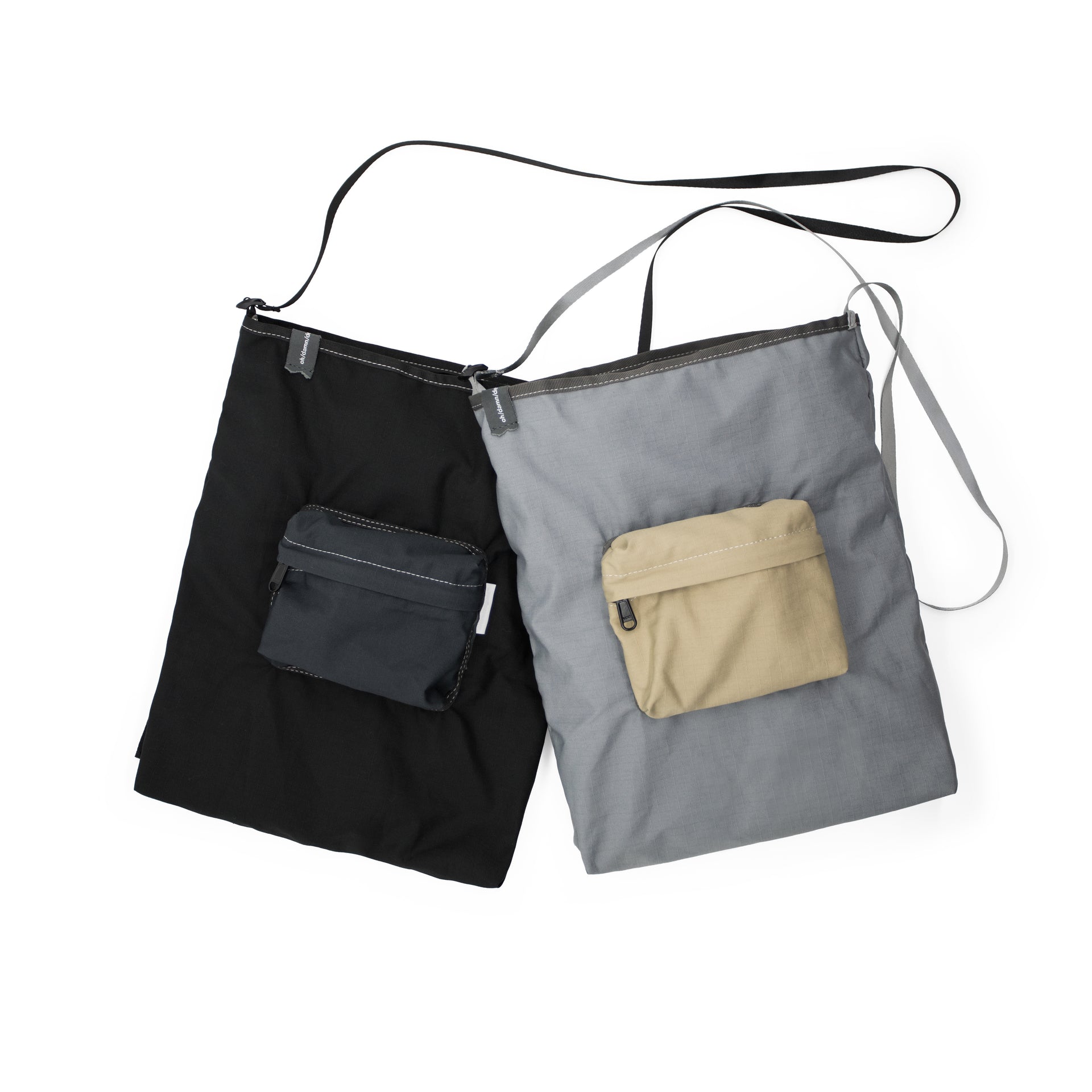 Teflon™ packable shoulder bag in stone