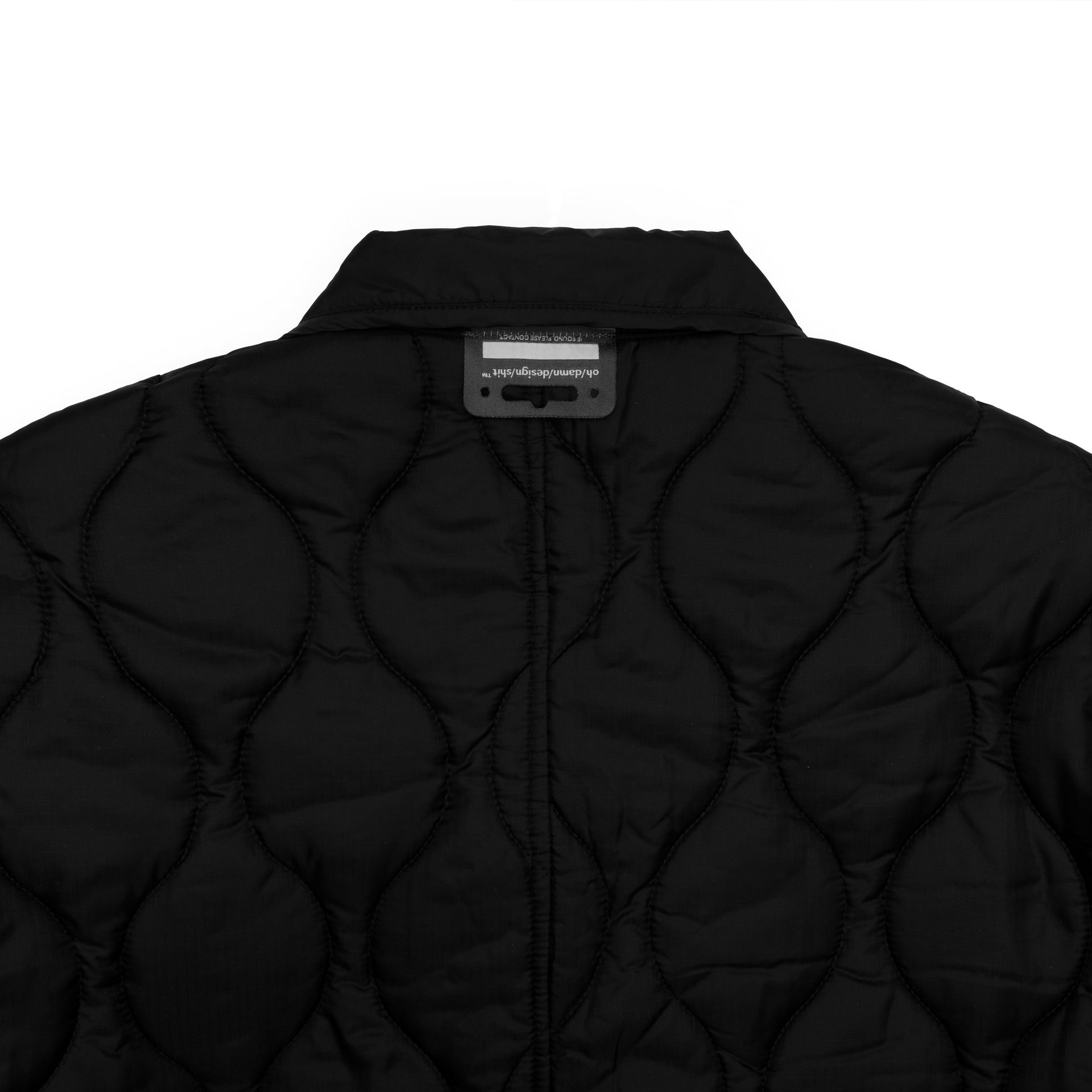 reversible quilting long jacket in black/black