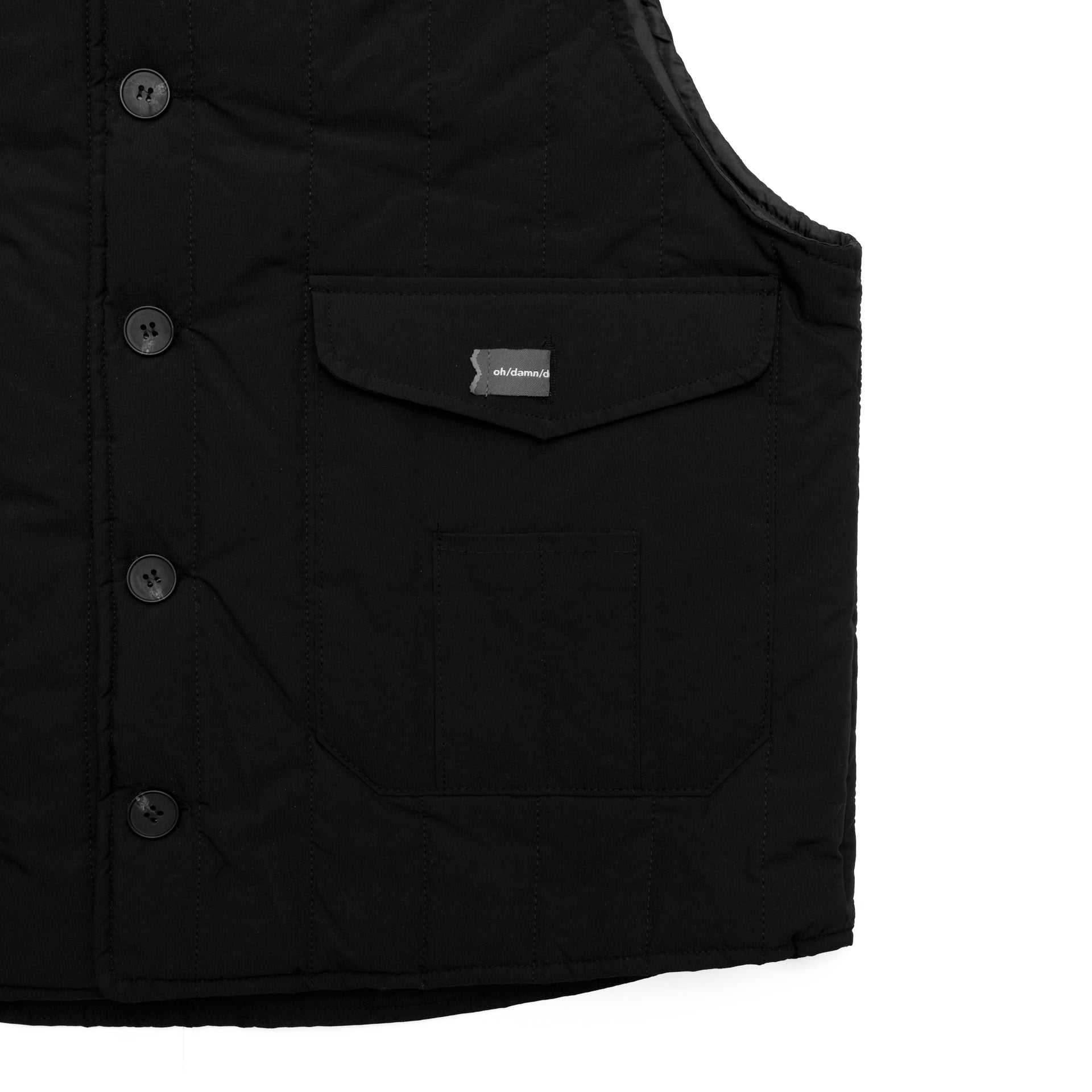 two pocket quilting vest in black